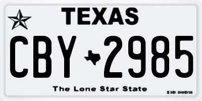 TX license plate CBY2985