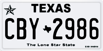 TX license plate CBY2986