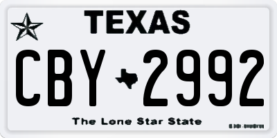TX license plate CBY2992