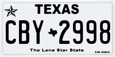 TX license plate CBY2998