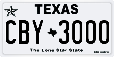 TX license plate CBY3000