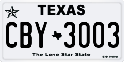 TX license plate CBY3003