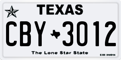 TX license plate CBY3012