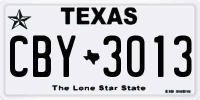 TX license plate CBY3013