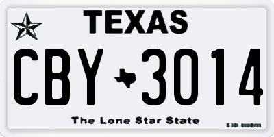 TX license plate CBY3014