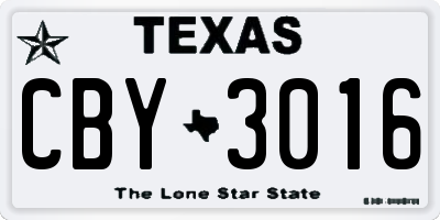 TX license plate CBY3016