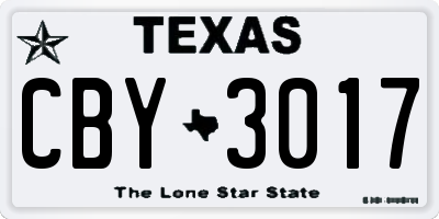 TX license plate CBY3017