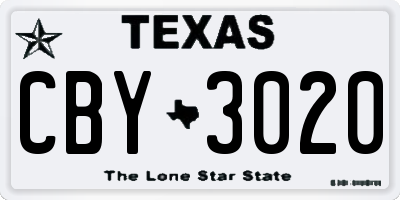 TX license plate CBY3020