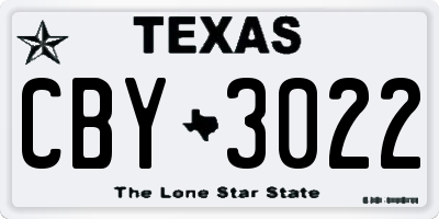 TX license plate CBY3022
