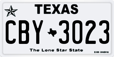 TX license plate CBY3023