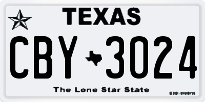 TX license plate CBY3024