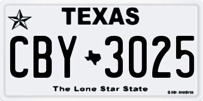 TX license plate CBY3025