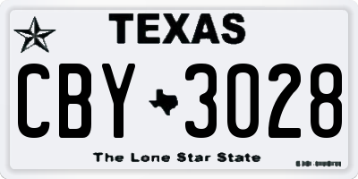 TX license plate CBY3028