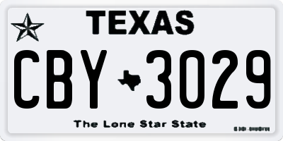 TX license plate CBY3029