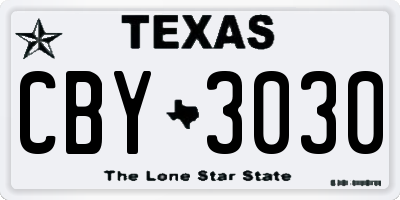 TX license plate CBY3030