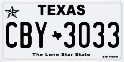 TX license plate CBY3033