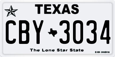 TX license plate CBY3034