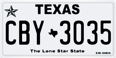 TX license plate CBY3035