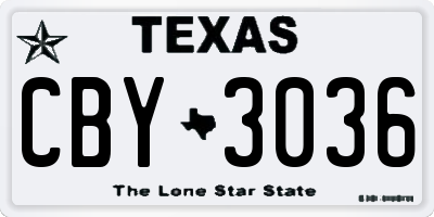 TX license plate CBY3036