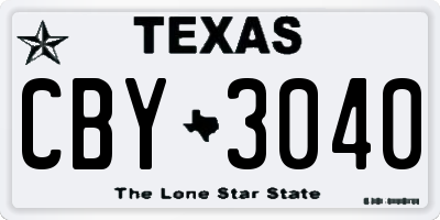TX license plate CBY3040