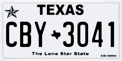 TX license plate CBY3041