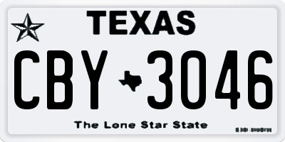 TX license plate CBY3046