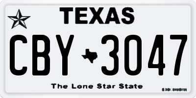TX license plate CBY3047