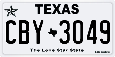 TX license plate CBY3049