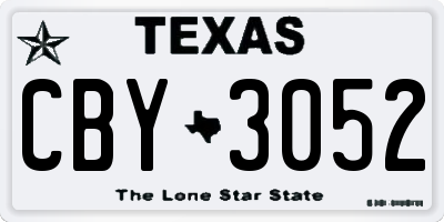 TX license plate CBY3052