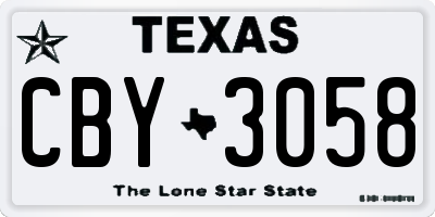 TX license plate CBY3058