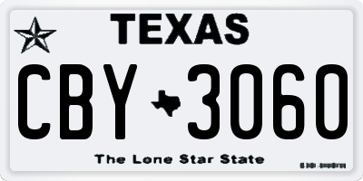 TX license plate CBY3060