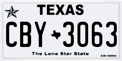 TX license plate CBY3063