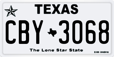 TX license plate CBY3068