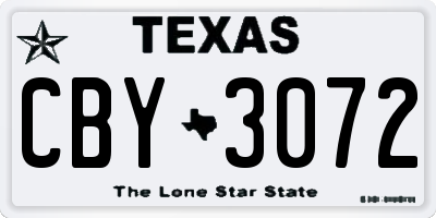 TX license plate CBY3072