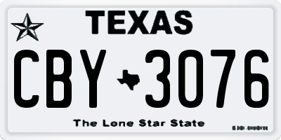 TX license plate CBY3076