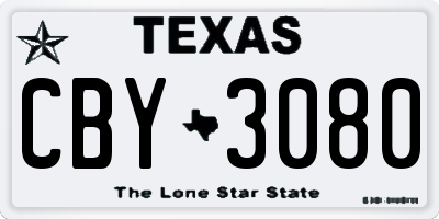 TX license plate CBY3080