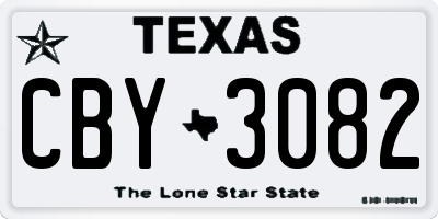 TX license plate CBY3082