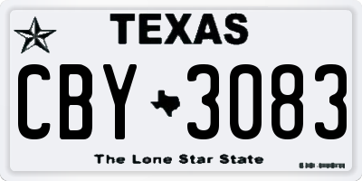 TX license plate CBY3083