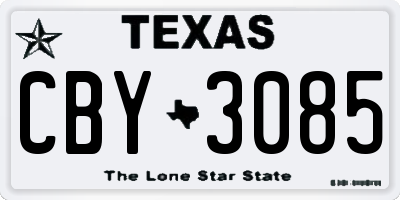 TX license plate CBY3085
