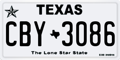TX license plate CBY3086