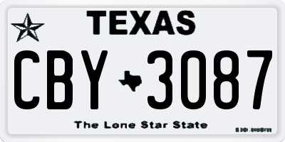 TX license plate CBY3087