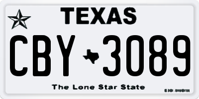 TX license plate CBY3089