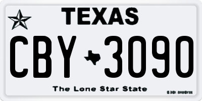 TX license plate CBY3090