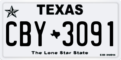 TX license plate CBY3091