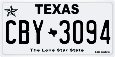 TX license plate CBY3094