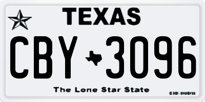 TX license plate CBY3096