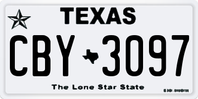 TX license plate CBY3097