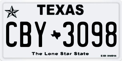 TX license plate CBY3098