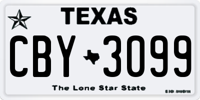 TX license plate CBY3099