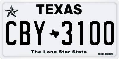 TX license plate CBY3100